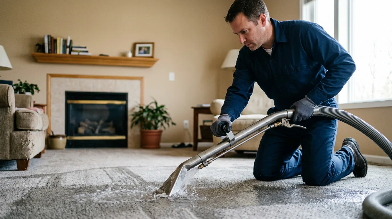 Water damage restoration technician working near Wawaka, IN